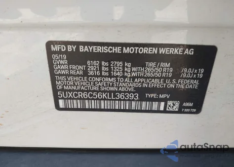 2019 BMW X5 xDrive40I из США, поврежденный, VIN 5UXCR6C56KLL36393